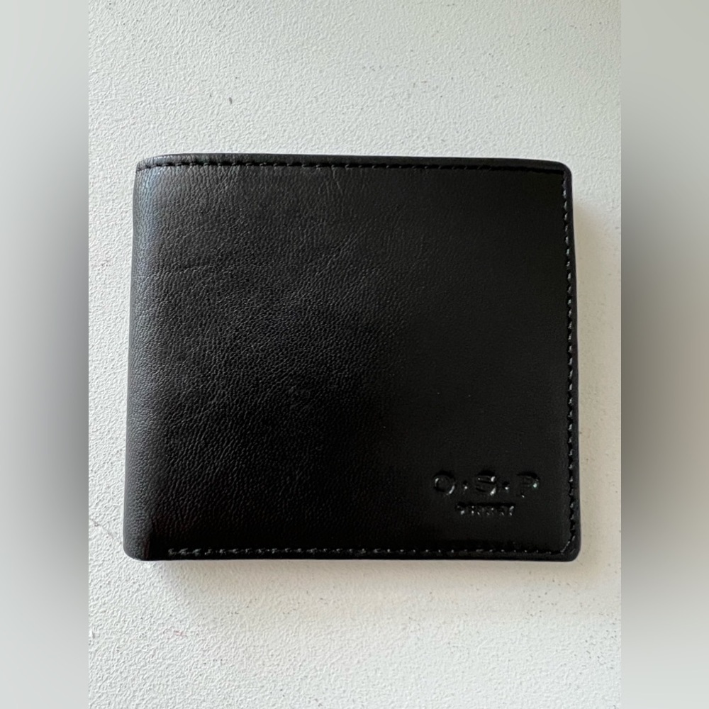 Osprey London Mens Leather Wallet Bifold Black | Excellent